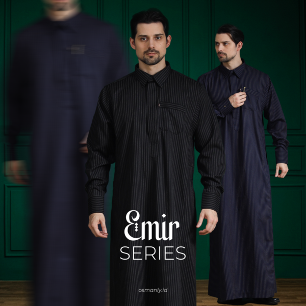 THOBE EMIR - Osmanly Jubah Premium Limited Edition Sultan Semi SlimFit Lengan Panjang Gamis Pria Motif Salur